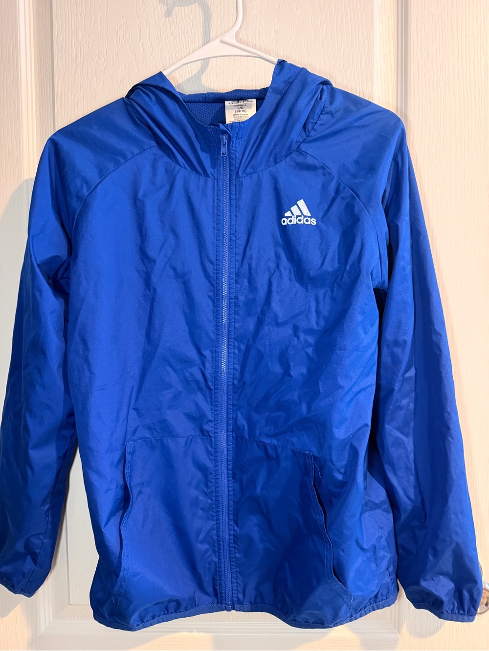 adidas Royal Blue Hooded Windbreaker Jacket